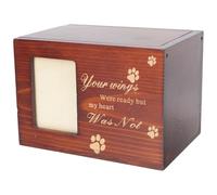 WEKADRIN Wooden Pet Bone Ash Box Photo Frame Pine Cremation Urn for Dogs and Cats Memorial Funeral Accessory