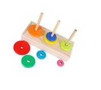 WEKAMOS 1 Set Colorful Wooden Puzzle Tower for Small Educational Ring Stacking for Developing Color Recognition and Fine Motor Skills for Montessori Learning