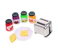 WEKAMOS 1 Set Miniature Toaster with Faux Bread and Jam Bottles Dollhouse Kitchen Accessories for Realistic Play for Indoor Decoration and Photo Props