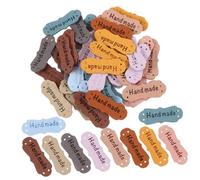 WEKAMOS 100 Pcs PU Leather Handmade Embossed Labels DIY Accessories for Clothes Bags Shoes Hats Sewing Patchwork Tags