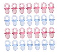 WEKAMOS 100pcs Acrylic Mini Baby Shower Pacifiers Favors Blue and Pink Baby Shower Decorations for Boys and Girls Newborn Party Supplies