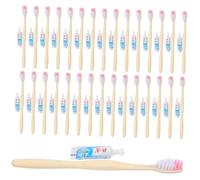 WEKAMOS 100Pcs Disposable Travel Toothbrushes with Small Toothpaste Packets Individually Wrapped Hotel Guest Oral Sized Manual Brushes for Convenient The Go Use