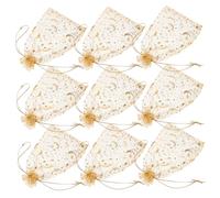 WEKAMOS 100pcs Drawstring Mesh Bags for Jewelry Goodie Bags Small Elegant Gold Star Moon Design for Weddings Parties Candy Packaging