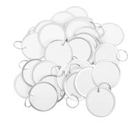 WEKAMOS 100pcs Round Metal Rimmed Key Tags with Writable Double Sided White Paper Labels Heavy Duty Key Identification Tags with Sturdy Split Rings Tools Luggage and Backpacks