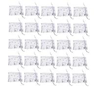 WEKAMOS 100pcs Transparent Sheer Heart Organza Favor Pouches with Drawstring Closure for Wedding Party Candy Jewelry Gift Bags Decorative White Silver Design