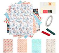 WEKAMOS 10Pcs Cartoon Animal Wrapping Paper Set for Birthday and Valentine’S Day, Glossy Copperplate Floral Packaging Paper for DIY Bouquet and Book Cover, Versatile Wrap
