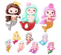 WEKAMOS 10pcs Diy Mermaid Charms Resin Accessories for Phone Case Jewelry Making Miniature Mermaid Decor Craft Props