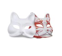 WEKAMOS 10Pcs DIY Paintable White Masquerade Masks for Party Cosplay Accessories Lightweight Blank Cat Face Masks for Men Women One