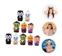 WEKAMOS 10pcs Halloween Cartoon Hand Puppets for Parent Interactive Play Safe PVC Finger Storytelling and Holiday Fun