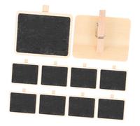 WEKAMOS 10PCS Mini Chalkboard Memo Clips Small Wooden Photo Holders Creative Message Board for Office Home Desktop Organization and DIY Crafts
