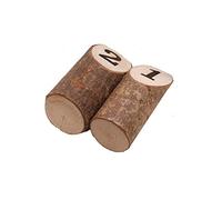 WEKAMOS 10Pcs Mini Rustic Wooden Stumps with Number Prints Small Tree Stands for Table Number Display Reusable Natural Bark Ornaments for Wedding Birthday Shower