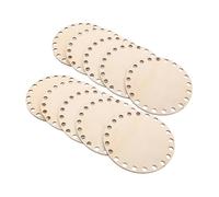 WEKAMOS 10pcs Natural Wooden Basket Bottoms Smooth Round Crochet Base for DIY Weaving Knitting Craft Bags with Threading for Handmade Storage and Fashion Accessories