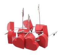 WEKAMOS 10pcs Valentines Day Memo Clip Holders with Clasp Red Picture Holders for Desk Multifunctional Card and Note Stands Romantic Home Decor Accessories for Office and Home Use