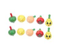 WEKAMOS 10Pcs Wooden Fruit Gyro Creative Educational Playthings for Small Wooden Tops with Colorful Random Styles Enhance Hand Eye Coordination and Cognitive Skills for Parties and Parent