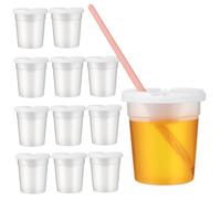 WEKAMOS 12 Pcs Paint Cups with Lids Small Transparent Paint Containers for Craft Storage Reusable Spill Resistant for School and Art Projects