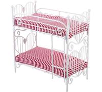 WEKAMOS 12 Scale Miniature Iron Wire Bunk Bed Dollhouse Furniture Model, Double Layer Bed for Dollhouse Accessories and Playroom