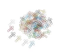 WEKAMOS 120pcs Mixed Color Cross Paper Clips Heart Shape Metal Decorative Mini Bookmarks for Christian Study, Office Document Clamps, Easter Egg Fillers Random Color