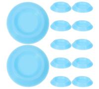 WEKAMOS 12pcs Blue Plastic Roaches Feeding Bowls for Reptiles and Small Animals, Mini Insect Feeder Dish Suitable for Terrarium Lizards, Frogs, Geckos, and Hamsters