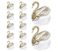 WEKAMOS 12Pcs Gold Swan Wedding Candy Boxes Plastic Party Favor Containers Divided Snack Tray Treat Holders for Wedding Favors Shower and Birthday