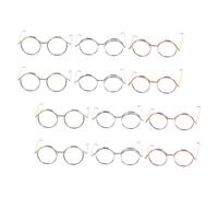 WEKAMOS 12pcs Mini Doll Glasses Accessories Sturdy Copper Wire Frames in Rose Gold Silver Gold Eyewear for Doll Dress Up Creative Decoration
