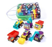 WEKAMOS 12pcs Mini Pull Back Engineering Vehicle for Boys Early Educational Enlightenment Safe Non-battery Powered Cars with Random Bright Colors and Fall Resistant Random Color