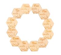 WEKAMOS 12Pcs Monthly Growth Blocks Natural Milestone Cards for Newborn Photography and Life Recording Hexagonal Floral Design Keepsake for First Year Celebration