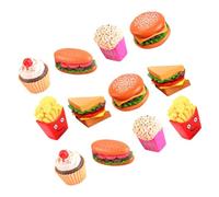 WEKAMOS 12Pcs Pretend Play Food Set Realistic Plastic Food for Kitchen Includes Hamburgers Hot Dogs and French Fries for Role Playing and Social Skill Development