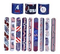 WEKAMOS 12pcs PVC Slap Bands for Patriotic Wrist Bracelets with American Flag Designs Outdoor Party Favors July Independence Day Accessories