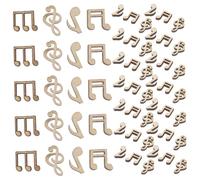 WEKAMOS 150pcs Music Note Wooden Slices Mixed Style DIY Craft Embellishments Smooth Unfinished Wood Pieces for School Projects and Artistic Decorations