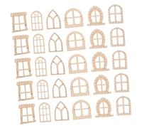 WEKAMOS 150pcs Unpainted Wooden Fairy Door and Window for DIY Crafts Miniature Dollhouse Accessories with Natural Finish Creative Fairy Garden Kit for Tree Decor and Scrapbooking