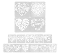 WEKAMOS 15pcs Heart Shape Plastic Painting Stencils Set, DIY Decorative Drawing Templates for Valentine's Day Crafts, Reusable Wall Art and Scrapbooking Painting Accessories