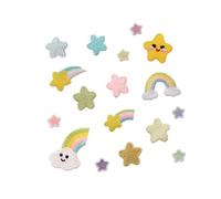 WEKAMOS 17Pcs Cartoon Rainbow Embroidered Cloth Patches Appliques for Clothing Bags Hats with Hot Melt Sticker Creative Five-Star Design Easy Sew Application DIY Decoration
