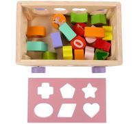 WEKAMOS 18-Hole Wooden Intelligence Car Geometric Shape and Animal Matching, Pink Early Educational Building Blocks for and ’s Cognitive Development
