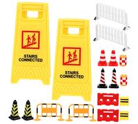 WEKAMOS 18Pcs Miniature Traffic Signs for Lightweight Construction Roadblocks and Street Signs Educational Interactive Playset to Learn Road Safety and Traffic Rules Compact and for Fun