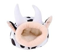 WEKAMOS 1Pc Cow Shaped Warm Pet Nest Cute Cartoon for Animals for Travel Home Use Slip Base Cozy Cushion for Hamsters Guinea Pigs and More