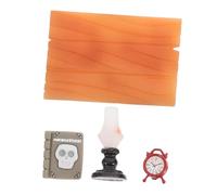 WEKAMOS 1set Miniature Dollhouse Desk and Book Set DIY Mini Writing Desk with Alarm Clock and Lamp Model for Creative Dollhouse Decoration Accessories