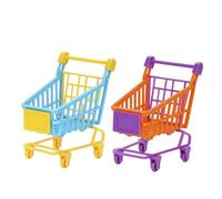 WEKAMOS 2 Pcs PVC Simulation Trolley Mini Shopping Cart for Dolls Storage Rack Educational Role Play Random Color for Creative Play and Organization Random Color