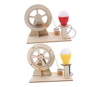 WEKAMOS 2 Sets DIY Wooden Hand Crank Generator for Science Experiment Model with Electric Engine Educational Physics Teaching Kit for Creative Learning and Practical Skills Random Color
