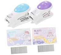WEKAMOS 2 Sets Mini Cartoon Astronaut Hand Staplers for Students Lightweight Portable Small Stapler for School Home Office Binding and Filing Tasks