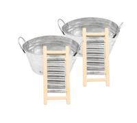 WEKAMOS 2 Sets Miniature Dollhouse Washboard Model Micro Dollhouse Decor Accessories for Bathroom and Laundry Realistic Mini Tin Basin