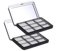 WEKAMOS 2 Sets Vueset Empty Palette Makeup Organizer, Large Capacity Black as Material Eyeshadow Case and Blusher Highlighter Storage Box, Practical Lightweight DIY Travel Cosmetic Tray