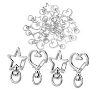 WEKAMOS 20 Pcs Metal Lobster Clasp Keychain Clips Silver Heart and Star Shapes Spring Loaded Buckle Replacement for DIY Craft Backpack Keys Jewelry Multi Functional Use