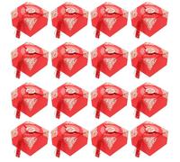WEKAMOS 20Pcs Chinese Style Wedding Candy Boxes Red Gold Double Happiness Souvenir Boxes with Tassel Small Size for Wedding Party Favor Candy Favors