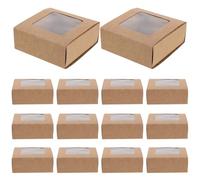 WEKAMOS 20pcs Retro Kraft Paper Windowed Box Packaging for Matchsticks Holder for Birthday Wedding Event Party Treats