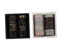 WEKAMOS 20Rolls Black and Gold Patterned Washi Tape Premium Decorative Masking Tape for Scrapbooking Gift Wrapping and Crafting Adhesion Without Residue for DIY Holiday Decorations and