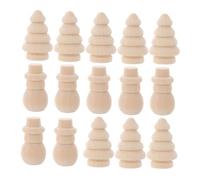 WEKAMOS 24pcs DIY Wooden Christmas Decorations Unfinished Snowman and Xmas Tree Peg Dolls for Craft Projects Natural Wood Ornaments for Painting and Home Holiday Decor