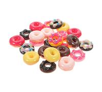 WEKAMOS 24pcs Doughnut Design Charms for DIY Crafts Jewelry Making Accessories Multi Color Simulation Keychain Pendants for Earrings Necklaces Bracelets Durable and Practical Kit