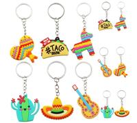 WEKAMOS 24pcs Mexican Fiesta Keychains Bag Hanging Decorations Lightweight Funny Keyring Bundle for Birthday Party Favors Mexico Theme Carnival and Shower Ornaments