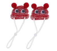 WEKAMOS 2pcs Adjustable Hand-knitted Mini Crochet Hats for Small Pets Lightweight Breathable Pet Headwear for Hamsters Lizards Snakes Cute Tiny Animal Caps for Festive Events and Photo