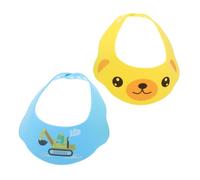 WEKAMOS 2pcs Adjustable Shower Cap Set with Ear Covers for Hair Wash Protection Cute Cartoon Yellow Dog Blue Excavator Design Safe Bath Visor Shield for Newborns
